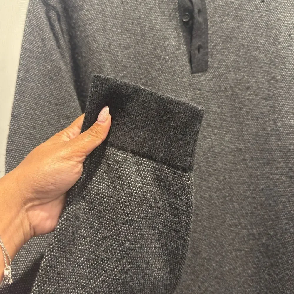 Vince Mens Sweater XXL Gray Heather Wool Cashmere Blend Henley Collar